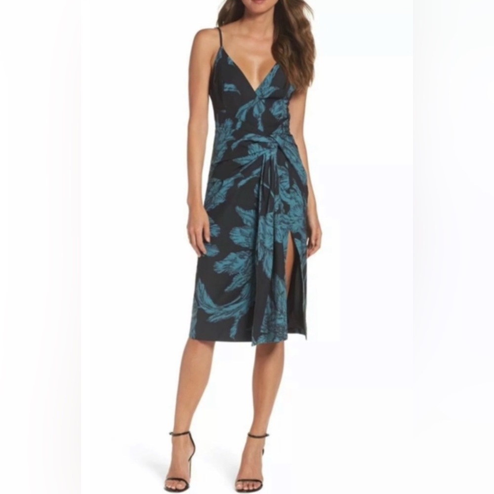 C/MEO Collective Elighten MIDI Dress Black Infinite Floral Sz M = 6